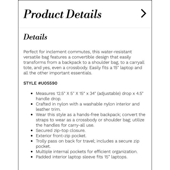 Cole Haan Nylon Convertible Backpack Beige - Picture 5 of 16